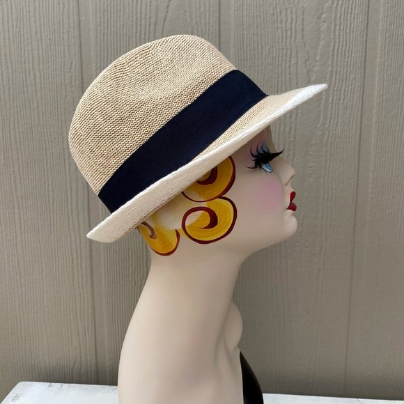 SOLD Vintage 90s Woven Trilby Fedora Hat - Picture 8 of 13
